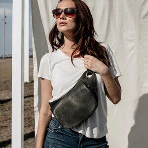 Monzoon Black Leather Cross Body Bag